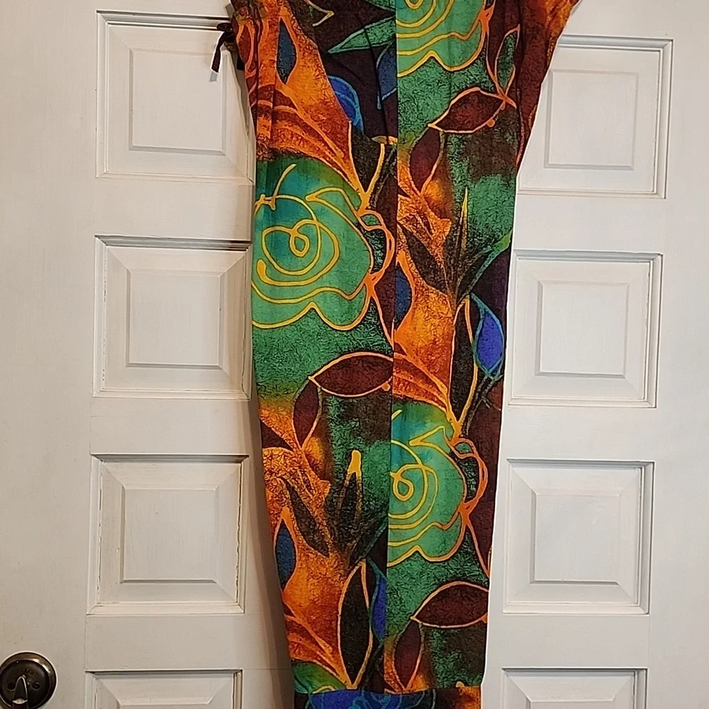 JAMS WORLD Capris/ Pants Rayon Multicolor Vibrant Floral Abstract Pockets - Picture 12 of 13